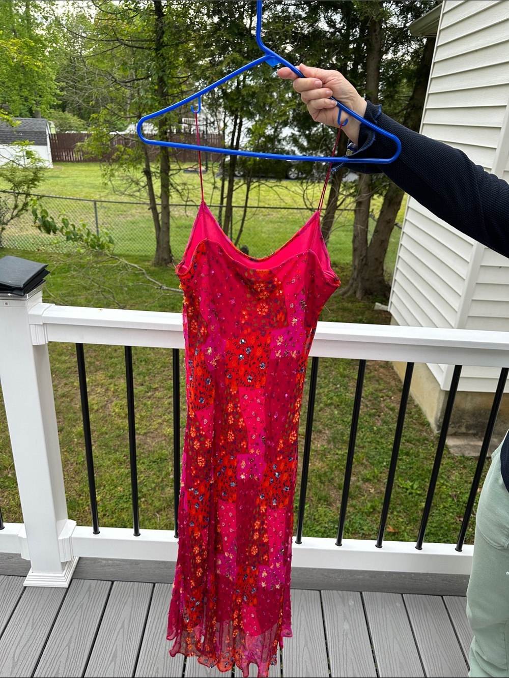 Lillie Rubin Hot Pink & Red Sequin Maxi Slip Dress vintage - Picture 7 of 12